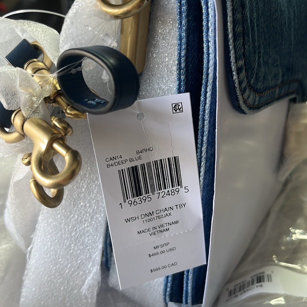 Coach Denim and Gold Chain Shoulder Bag - Picture 8 of 9